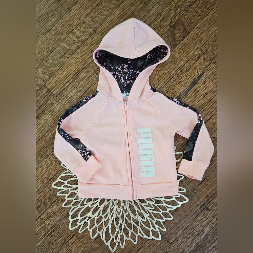 Puma Full Zip Peach & Splatter Paint Jacket Size 12 month